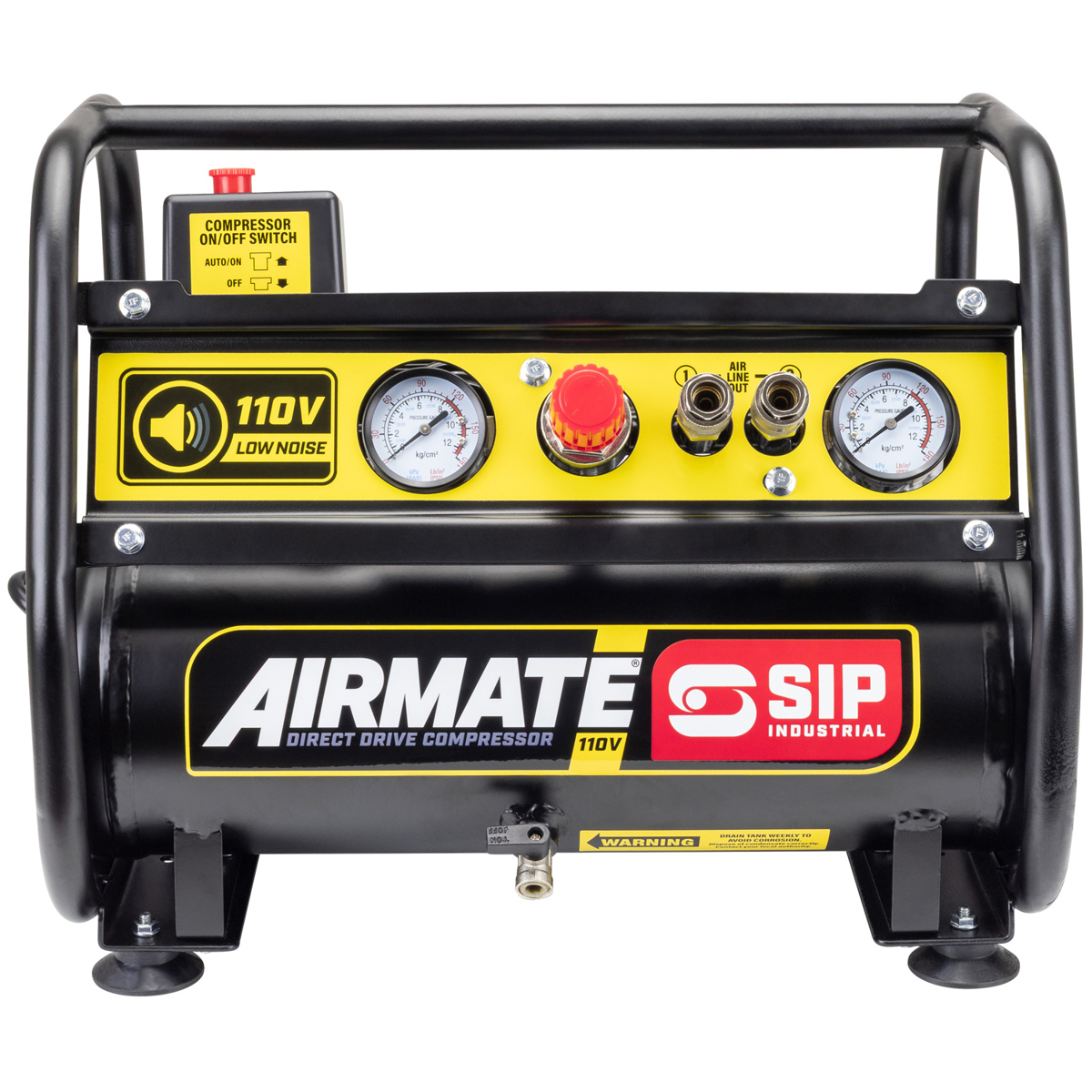SIP AIRMATE® 110V 6L 1.5hp Low Noise Oil-Free Direct Drive Compressor